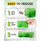 Motel Mouse Humane No Kill Mouse Traps Live Catch & Release - 4 Pack | Water & Food Compartment • Additional Air Holes • Tail Protection • Motel Mouse'S Most Humane Solution • Reusable