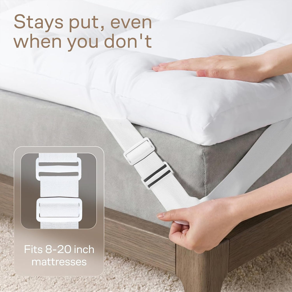 Ultra Soft Full Size Mattress Topper - Cloud-Like Mattress Pad For Full Back Support - Breathable Cooling Material For Hot Sleepers, White