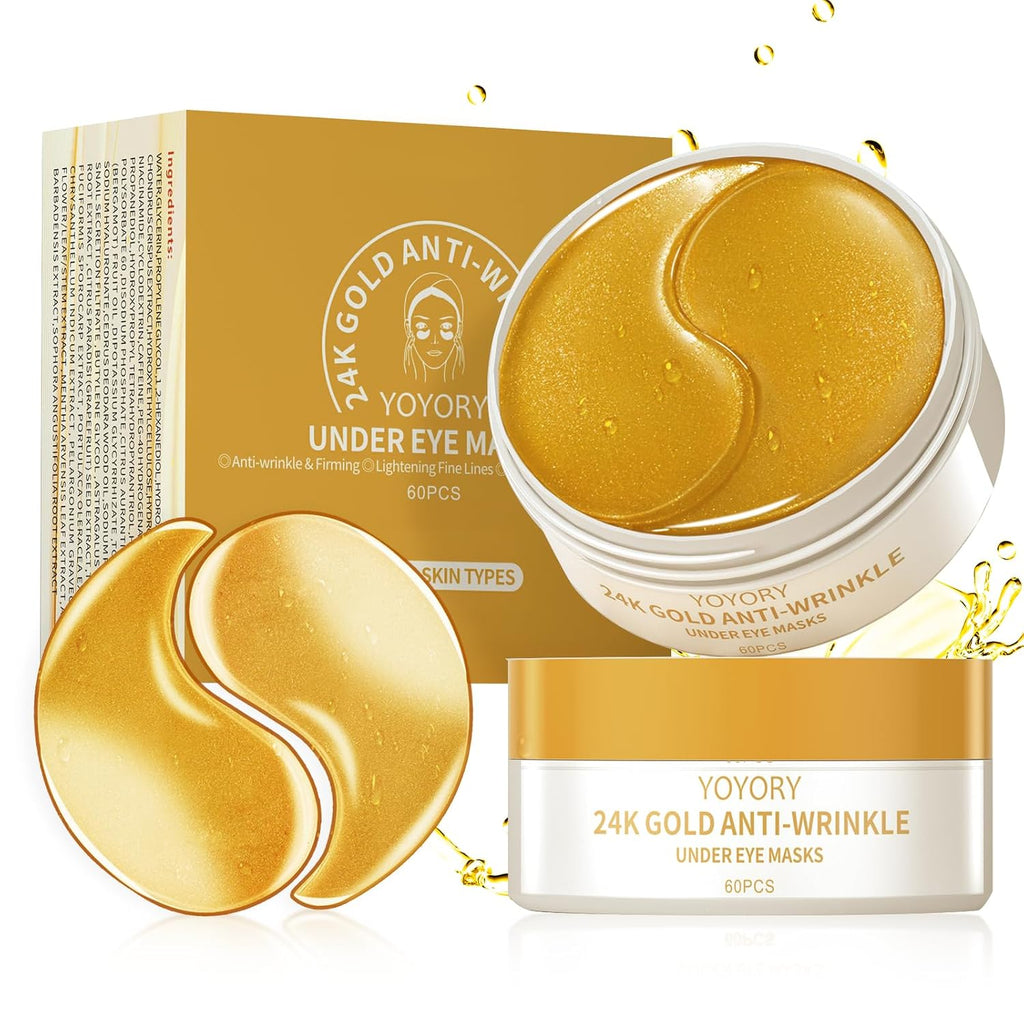 Under Eye Patches Masks - For Dark Circles, Puffy Eyes, Fine Lines, Wrinkles, Eye Bags Treatment With Collagen And Hyaluronic Acid,Firming & Cooling, Moisturizing And Hydrating (60 Pcs) Gold4