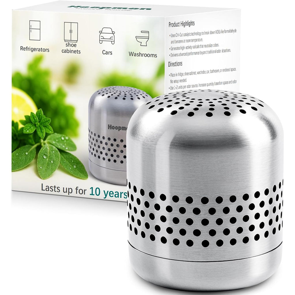 Fridge Deodorizer Lasts 10 Years, Long-Lasting Refrigerator Deodorizer Odor Eliminator - More Effective Than Baking Soda & Charcoal Bags, For Car, Closet - Nano Catalyst Technology (1 Pack)