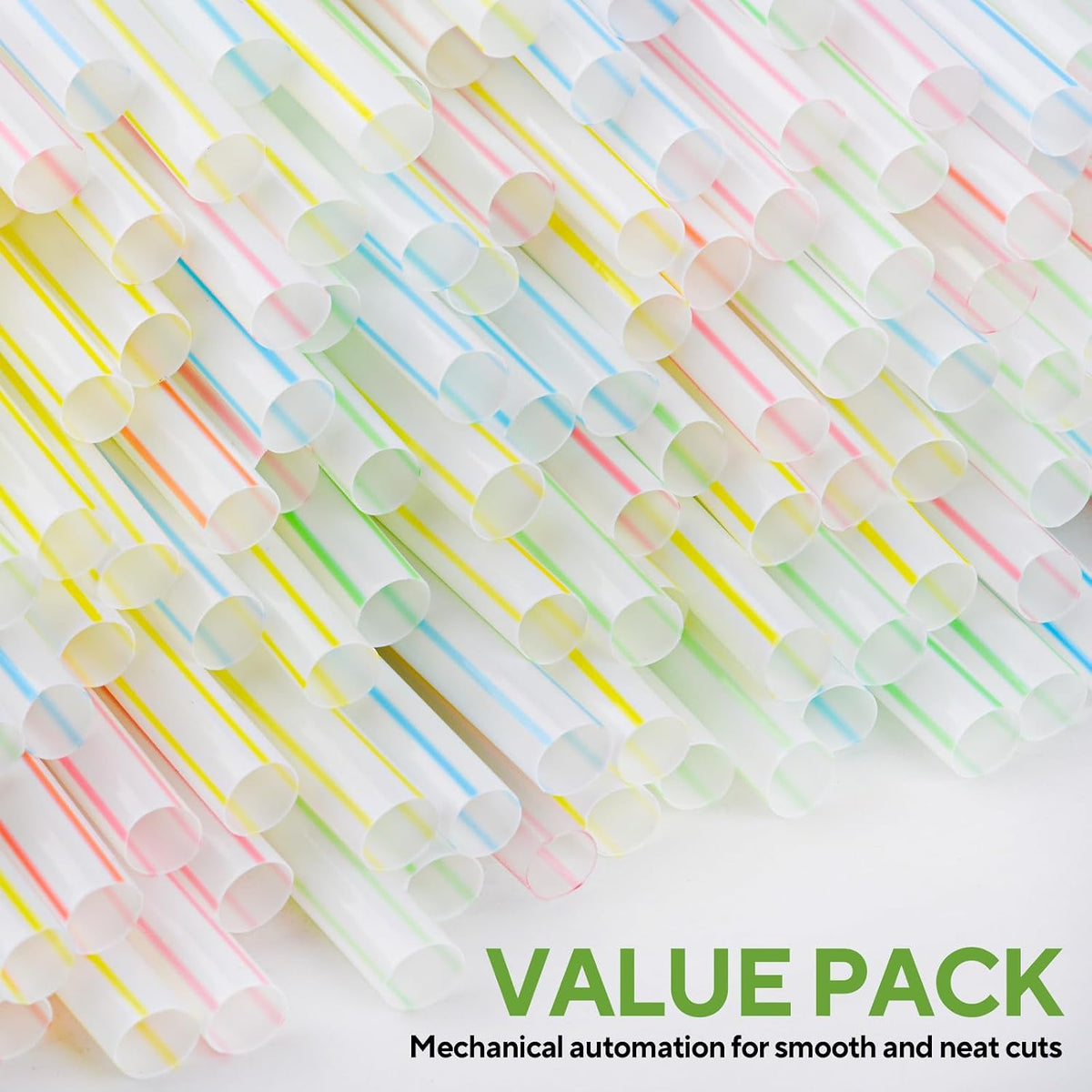 [200 Pack] 8.5" High Flexible Plastic Straws,Bendable Disposable Drinking Straws -Striped Assorted Colors For Home Use Milk Juice Drinks