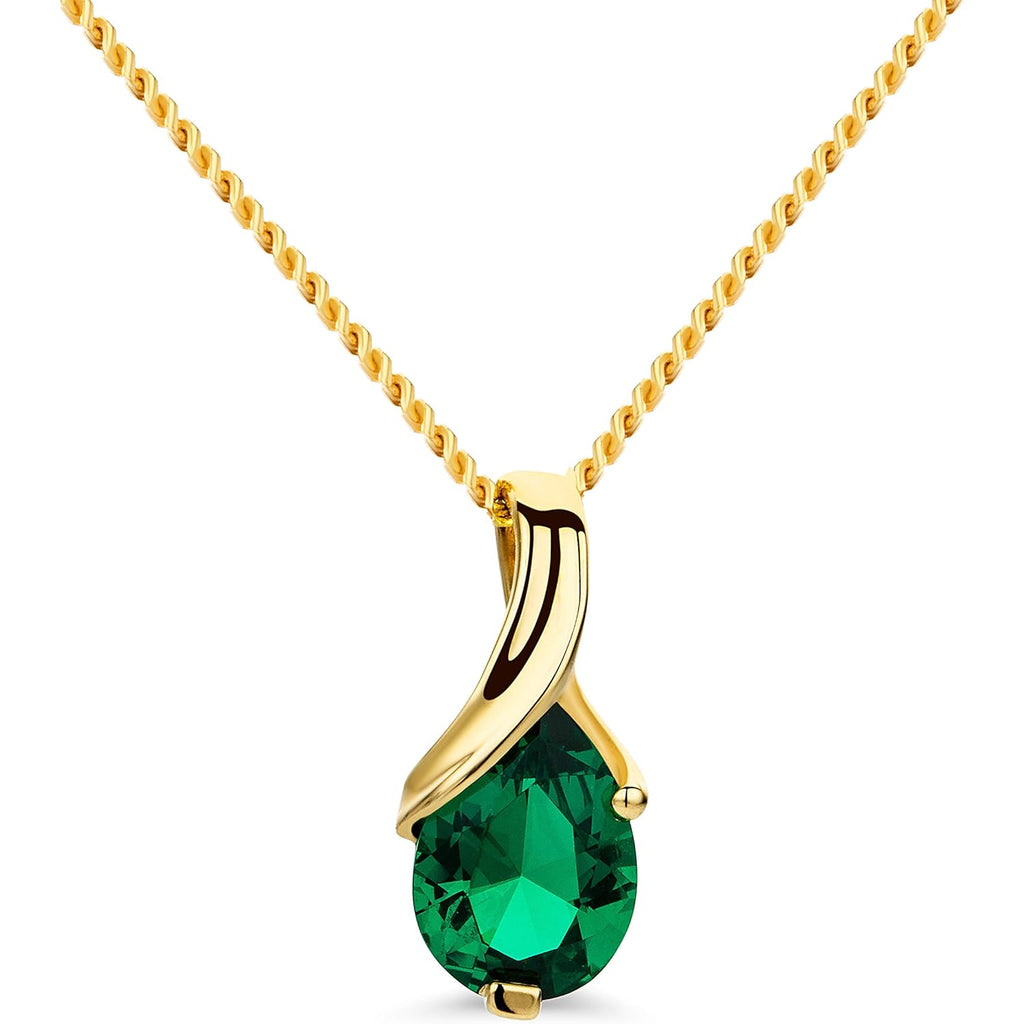 Orovi 14K Gold Necklace for Women in 14K Yellow Gold/White Gold 585 with Ruby/Sapphire/Emerald/Topaz/Amethyst Gemstone/Birthstone Pendant Necklace and Gold Chain 17.7 ″ Long - Women's Jewelry
