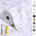 2-Layer Drawer And Shelf Liner For Kitchen Cabinet: 12 In X 20 Ft Non Slip Waterproof Shelf Paper Non Adhesive Refrigerator Liners White Marble Easy Liners For Bathroom With Knife Tape Measure