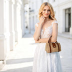 Rattan Purse For Women, Structured Straw Tote Bag, Woven Wicker Satchel Handbag With Reinforced Handles, Summer Beach Travel Bag For Daily Use