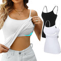 Women's Shelf Bra Camisole Tops Adjustable Spaghetti Strap Cami Tank Cotton Undershirts 2 Pack
