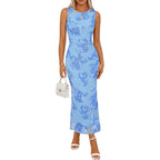 Merokeety Women'S Summer Floral Bodycon Maxi Dress 2026 Slit Mesh Sleeveless Formal Wedding Guest Cocktail Party Long Dresses