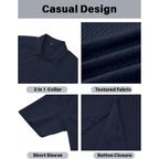 Eklentson Mens Button Down Shirt Short Sleeve Textured Cuban Shirts Lightweight Breathable Summer Beach Casual Shirt