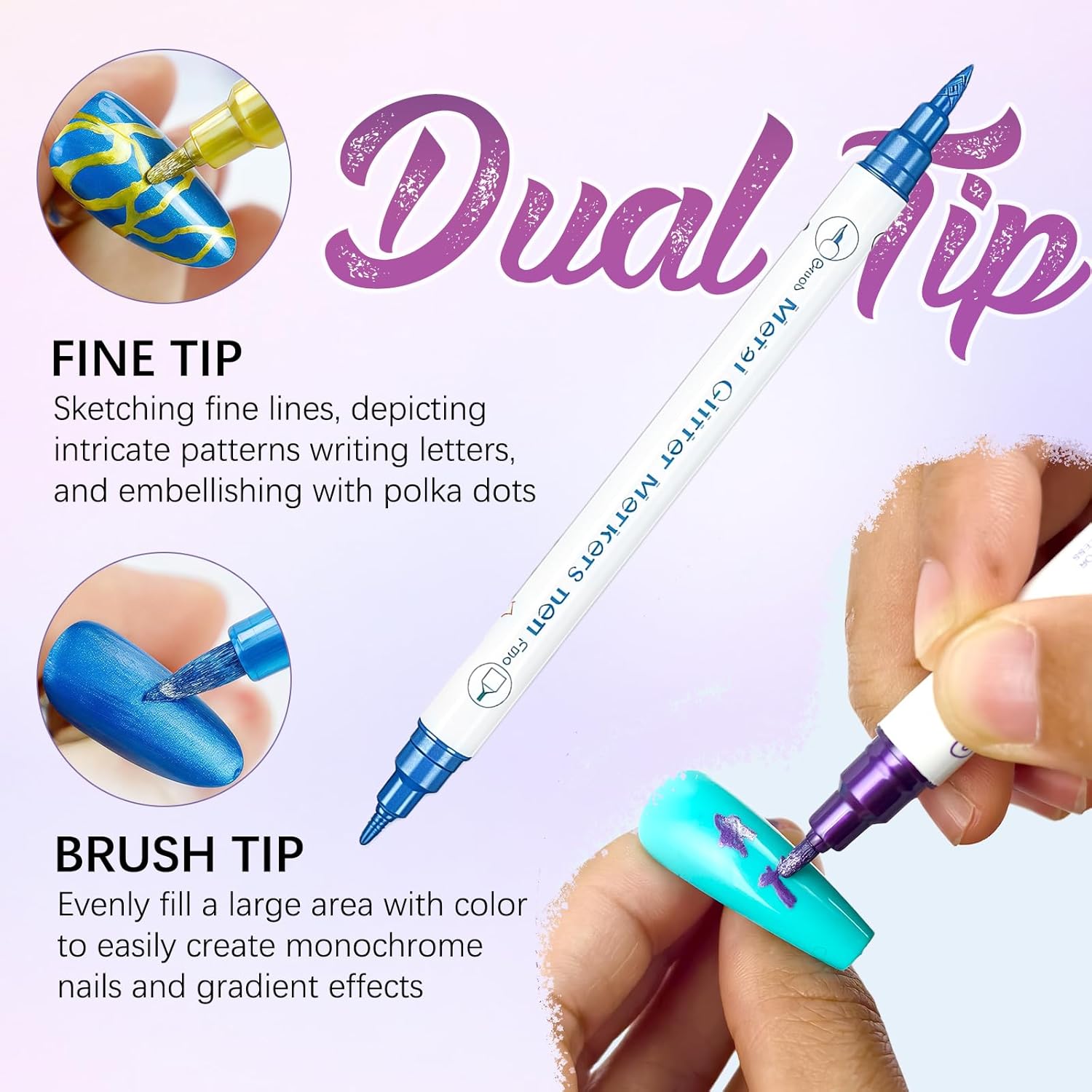 10 Color Nail Art Pens, Double-ended Nail Polish Pens Drawing Painting Point Liner Acrylic Painted Pen Kit, DIY Nails Art Design Manicure Tools Christmas Gifts 2026 Upgrade