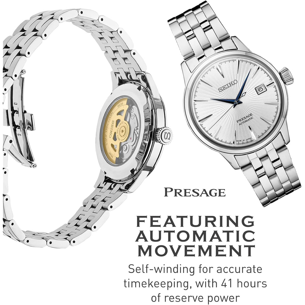 Seiko Automatic Watch For Men - Presage Collection - Stainless Steel, Water-Resistant 50M