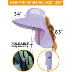 Sun Hats for Women UV Protection with Neck Flap Wide Brim Beach Hats with Ponytail Hole for Hiking Fishing Gardening Travel