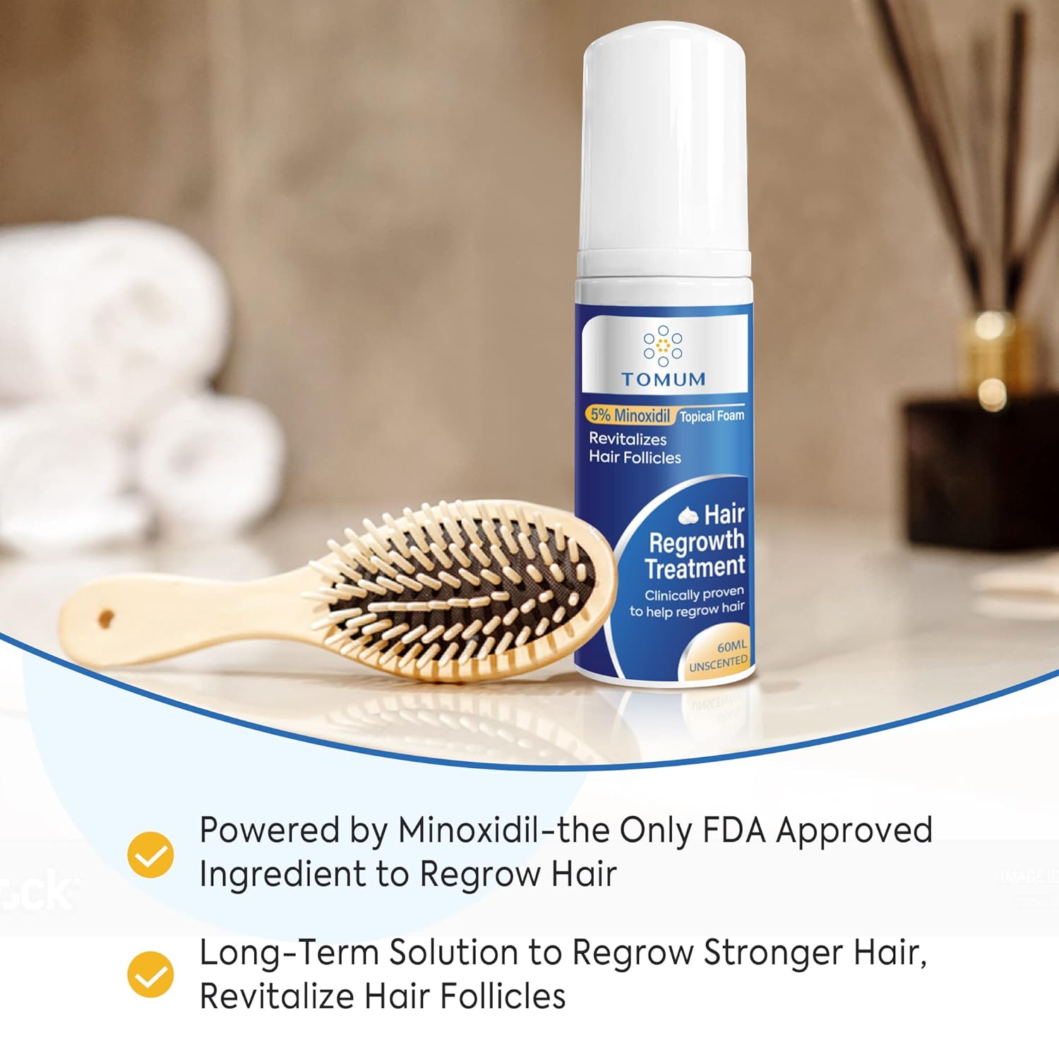 5% Minoxidil Foam for Men & Women Hair Regrowth, Fast-Absorbing Lightweight Minoxidil Treatment for Thinning Hair, Receding Hairline & Balding, Non-Greasy Unscented Hair Growth Foam