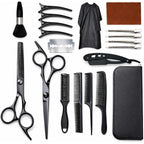 Hair Cutting Scissors & Shears Kit - 20-Piece Professional Hairdressing Tools Set For Barber Salon Home Thinning Scissors, Straight Razor, Comb, Clips, Cape, Hair Styling & Trimming For Men Women Kids
