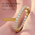 Ross-Simons Lab-Grown Diamond Inside-Outside Hoop Earrings in 18kt Gold Over Sterling, Earrings for Women, Silver Jewelry, Christmas, Birthday Gift, 3/4"
