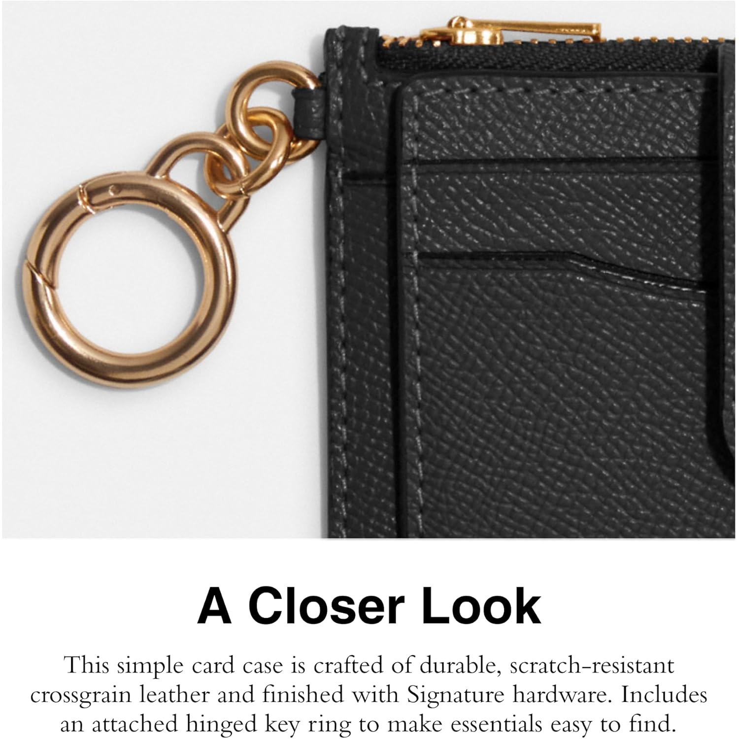 COACH Crossgrain Leather Attachment Card Case