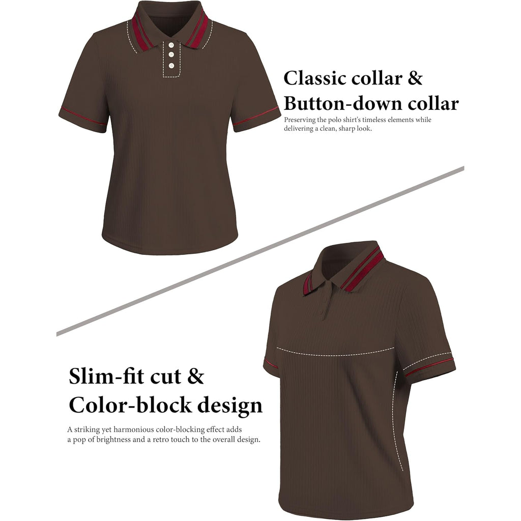 Polo Shirts for Women Business Casual Tops Work Short Sleeve Collared V Neck Dressy Summer Cute Blouses