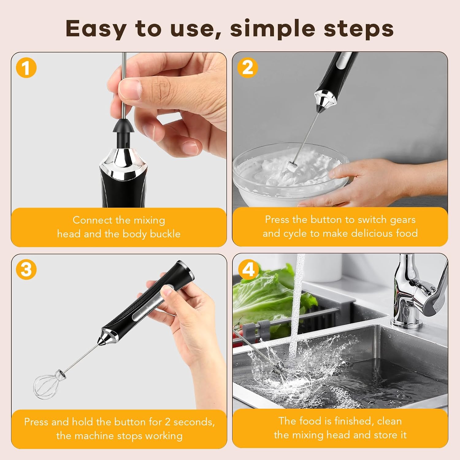 Milk Frother Handheld Rechargeable With Stand Frother Wand Foam Maker 3 Speed Adjustable Hand Mixer With Detachable Stainless 2 Whisks Electric Coffee Frother Stirrer For Latte, Cappuccino, Egg