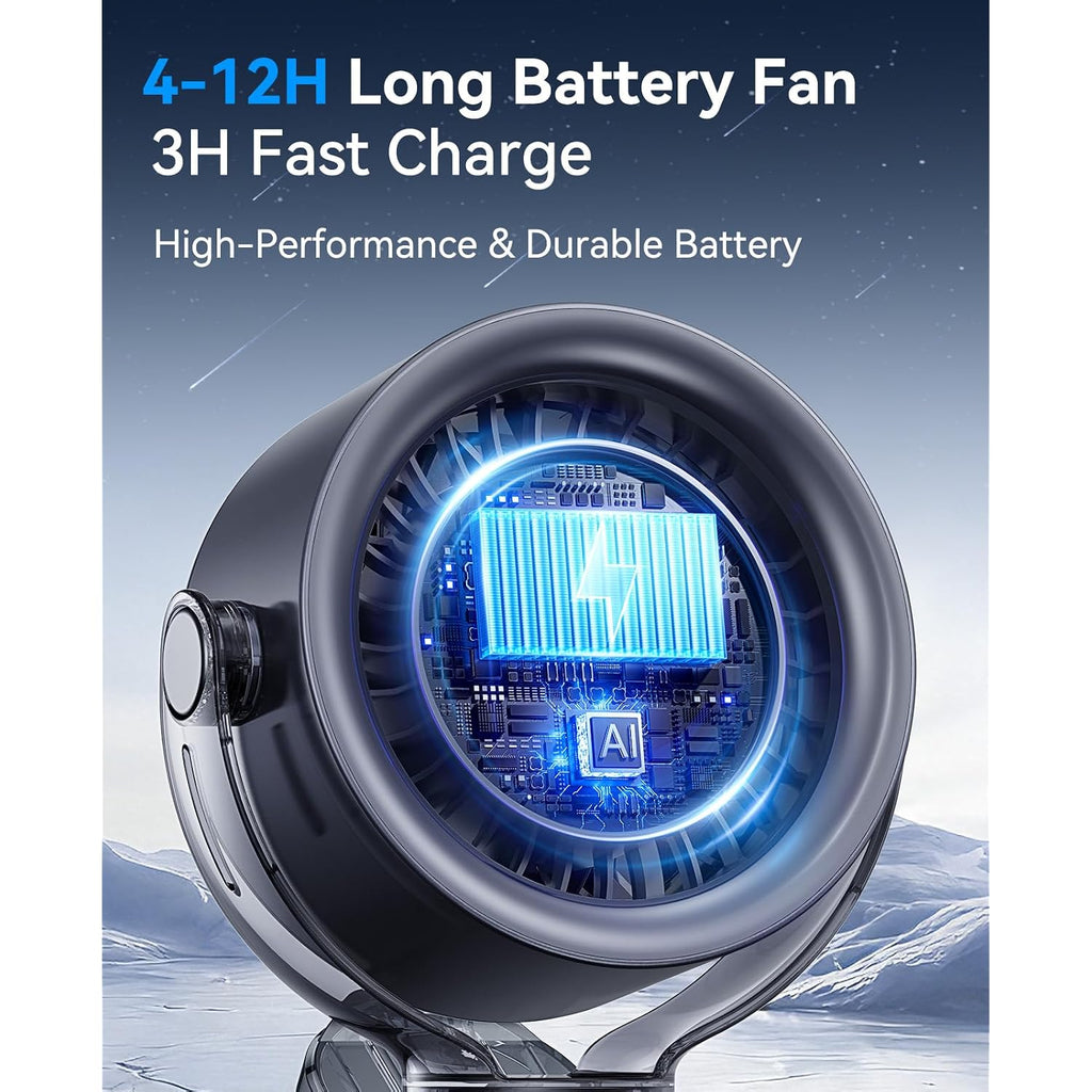 4000Mah Rechargeable Portable Clip On Fan-100-Speed Touch Control, Led Display, 360° Rotate Quiet Turbo Desk Fan, Small Battery Operated Usb Fan For Stroller Bed Travel Camping Golf Gym (Black)