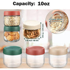 3Pack Overnight Oats Containers With Lids,10Oz Glass Jar With Scew Lid,Salad Dressing Fruit Veggies Sauce Snacks Meal Prep Food Containers,Spice Jars,Wide Mouth Storage Containers