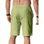 Comdecevis Men'S Linen Shorts Casual Elastic Waist Drawstring Summer Beach Vacation Yoga Golf Shorts With Pockets