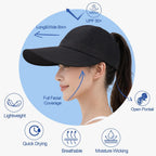 Large Wide Brim Baseball Sun Hats For Women Mesh Quick Dry Sports Hat Outdoor Travel Beach Ponytail Cap