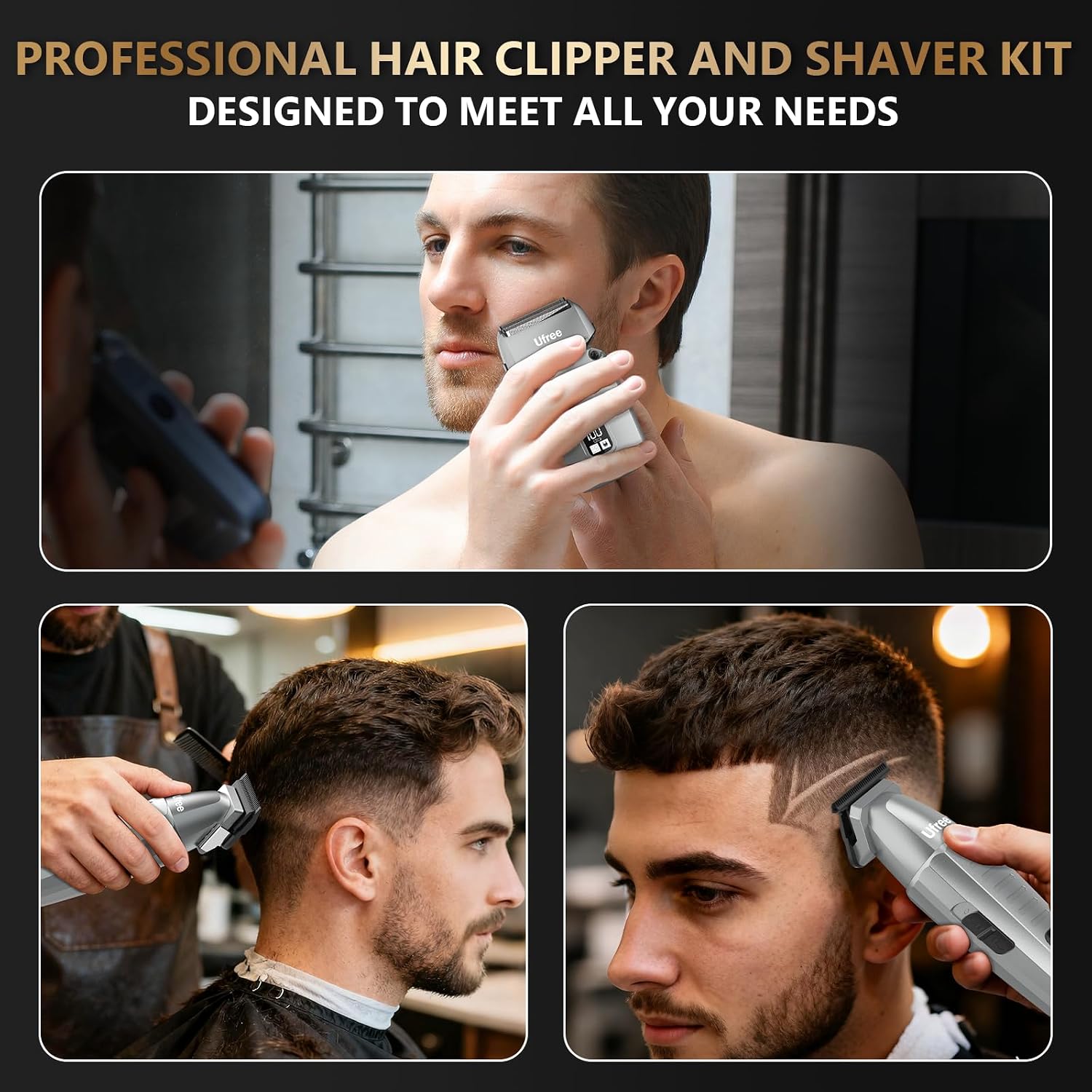 Ufree Hair Clippers And Trimmers Set For Men Professional, Electric Razor Foil Shaver For Men Face Beard, Hair Cutting And Grooming Set, Barber Or Home Use