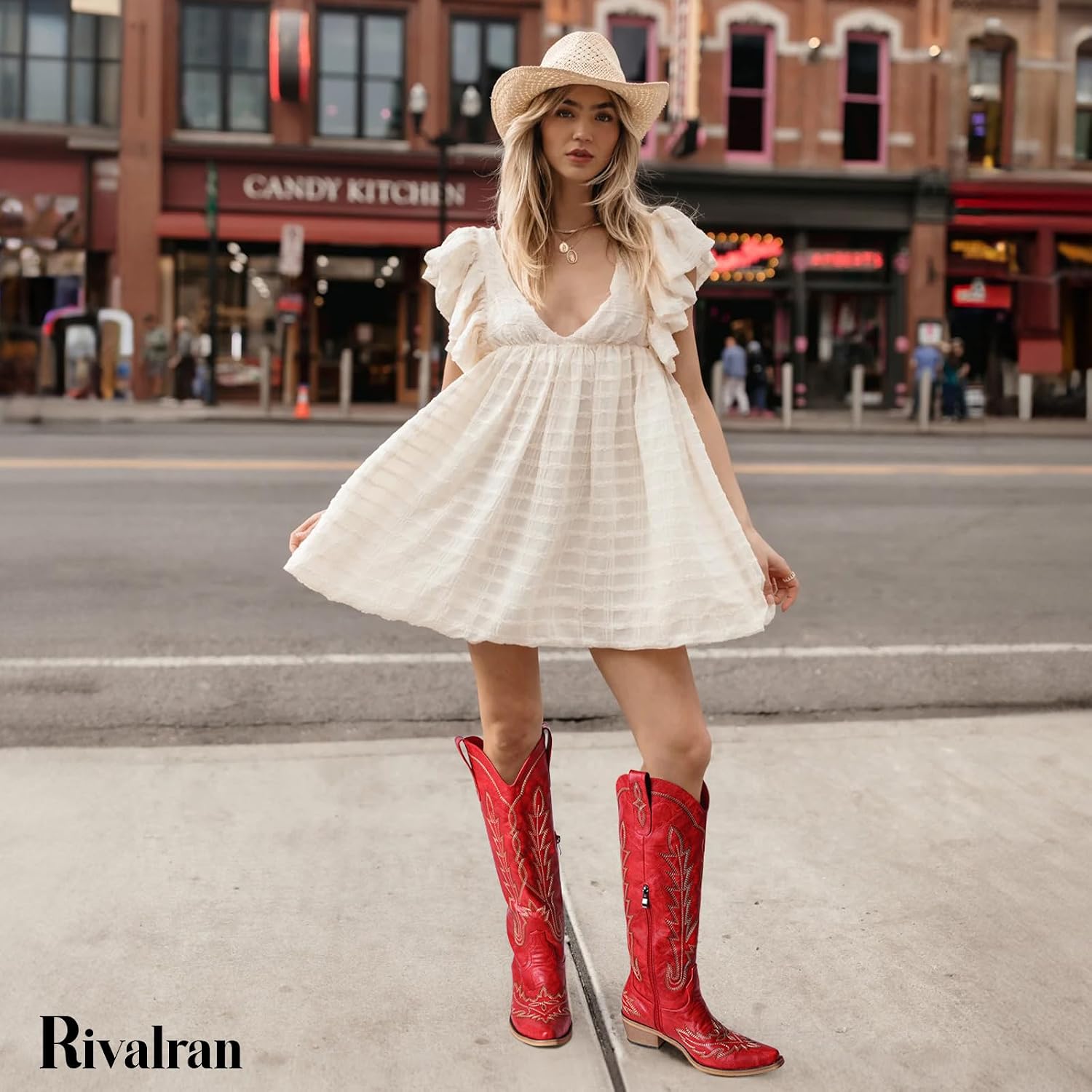 Cowboy Boots For Women - Knee High Pointed Toe Chunky Heel Pull On Zipper Western Cowgirl Boots, Retro Country Vintage Fashion Tall Boots