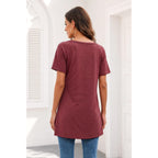 KKG Tops Tunics for Women to Wear with Leggings, Casual Loose Fit V Neck Short/Long Sleeves T Shirt