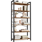 Vasagle 6-Tier Bookshelf, Bookcase With Steel Frame, Book Shelf For Living Room, Home Office, Study, 11.8 X 26 X 73.2 Inches, Industrial Style, Rustic Brown And Ink Black Ulls062B01