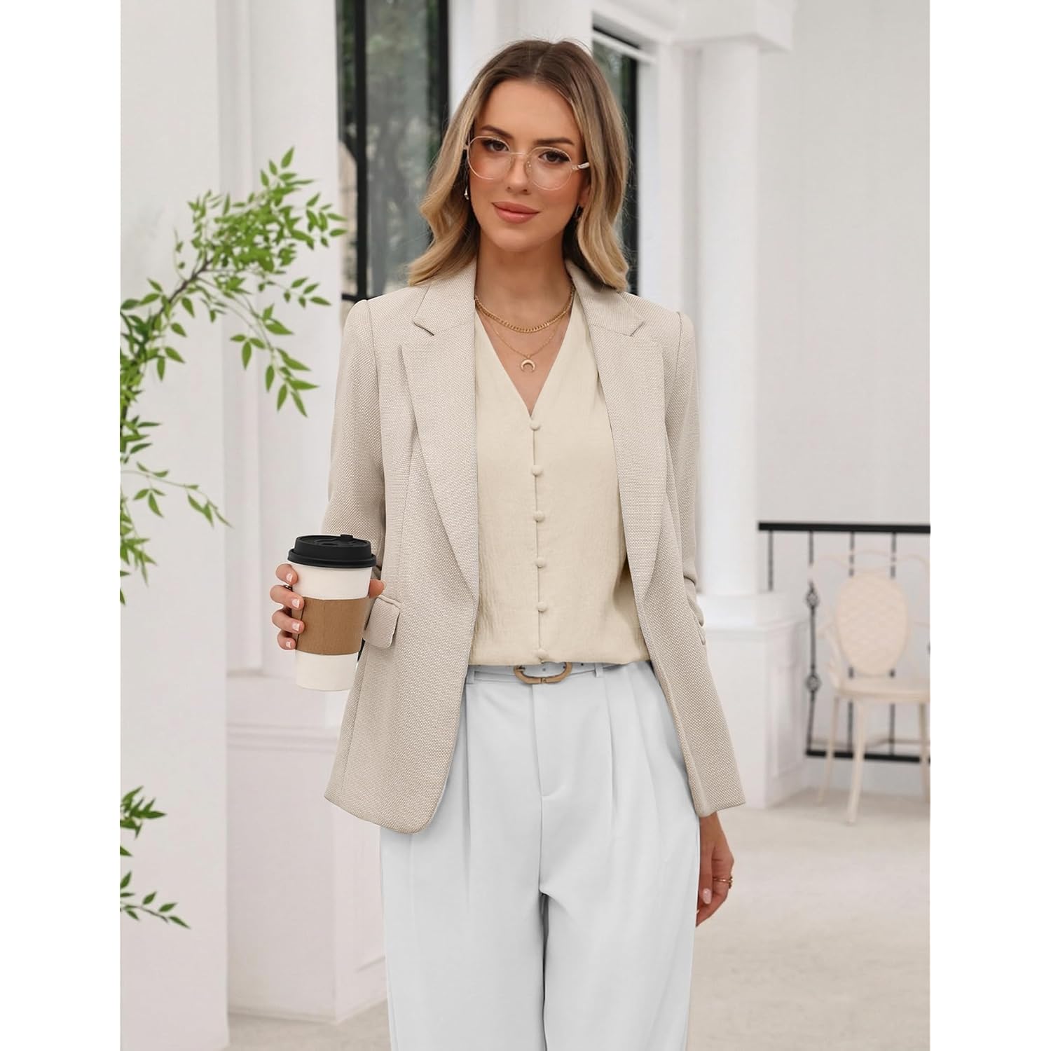 Womens Sleeveless Button Down Business Casual Work Tank Tops Summer Dressy Pleated V Neck Dress Shirts Blouses 2026