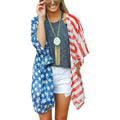 Women's American Flag Kimono Cover up Beachwear Cardigan Loose Tops Shirt Blouse