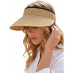 Sun Visor Hat for Women Summer Beach Vacation Essential Ponytail Friendly Travel Foldable Packable UPF 50+