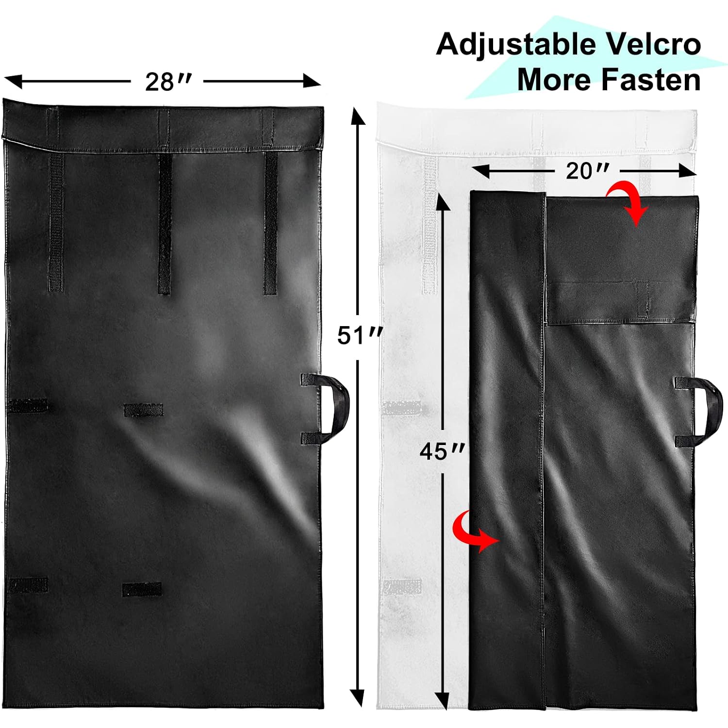 Table Leaf Storage Bag Padded 2 Pack, Waterproof Heavy Duty Dining Table Leaf Bag With Adjustable Closure, 51X 28In Extra Thick Flannel Backing Table Leaf Cover, Fit 48X24In Leaves, Black