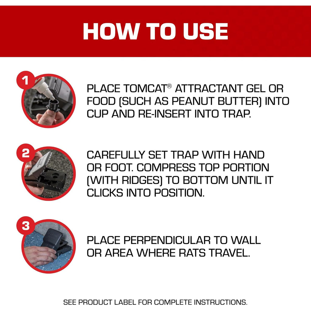 Tomcat Rat Snap Trap, 1 Rat Size Trap | Reusable - Effectively Kill Rats - Ideal For Home And Farm Use