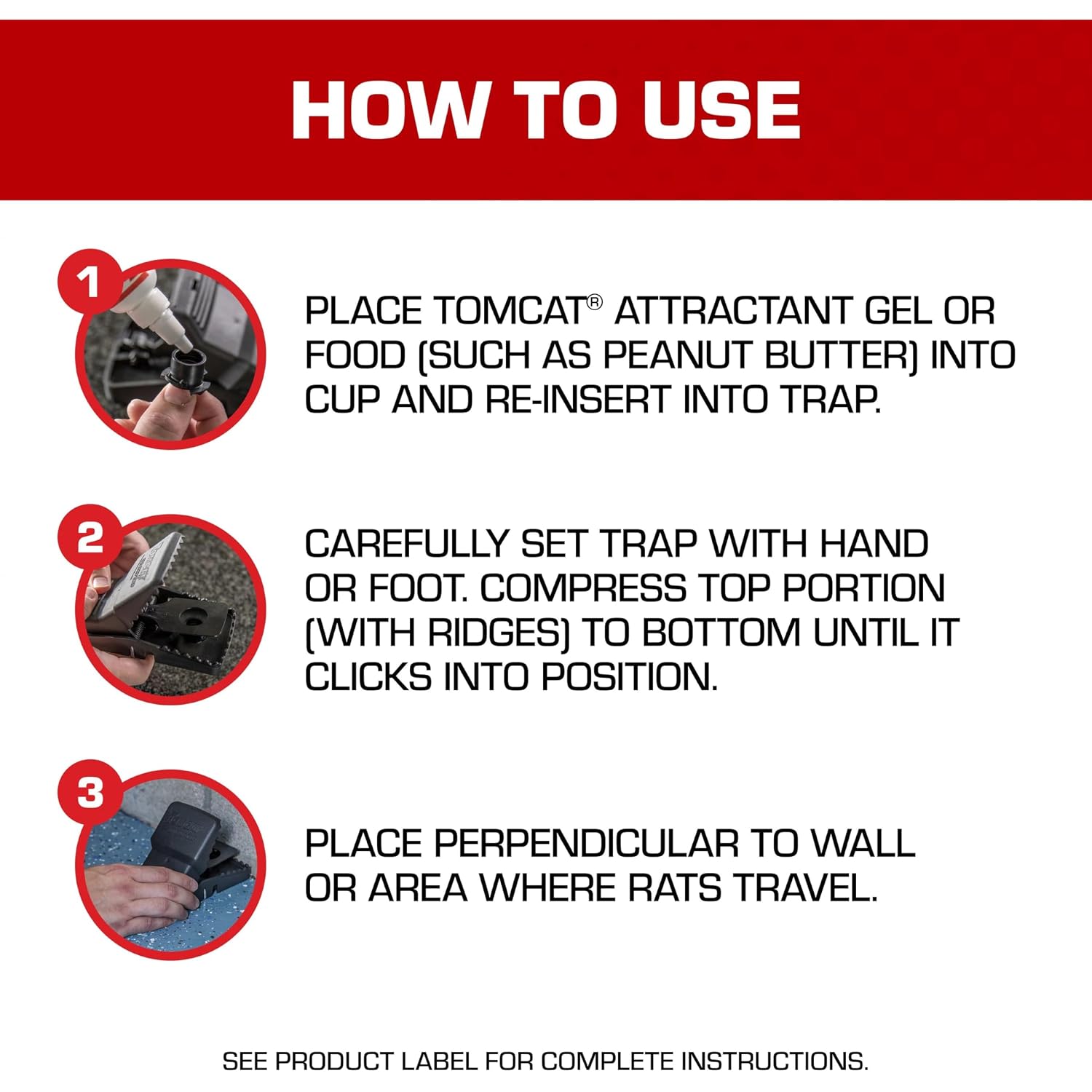 Tomcat Rat Snap Trap, 1 Rat Size Trap | Reusable - Effectively Kill Rats - Ideal For Home And Farm Use