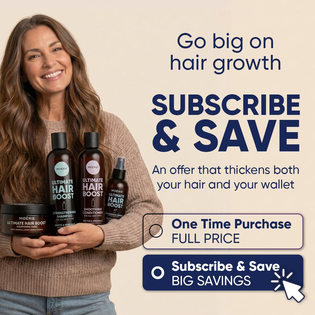 Moérie Hair Growth Shampoo, Conditioner, Spray And Mask For Men And Women, Hair Loss Solution With Biotin And Rosemary, Thickening Hair Regrowth Set With Serum Level Care For Thinning Hair, 4 Set