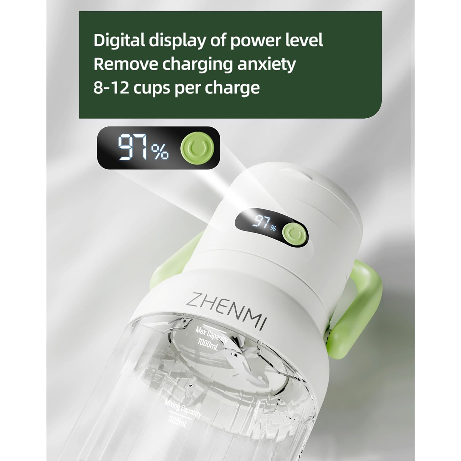 Portable Blender, Personal Blender for Smoothies & Shakes, Cordless, 33oz BPA-Free Vessel, 18000RPM Motor, Leakproof Lid with Sip Spout, USB-C Rechargeable, Easy-to-Clean Parts (Green)