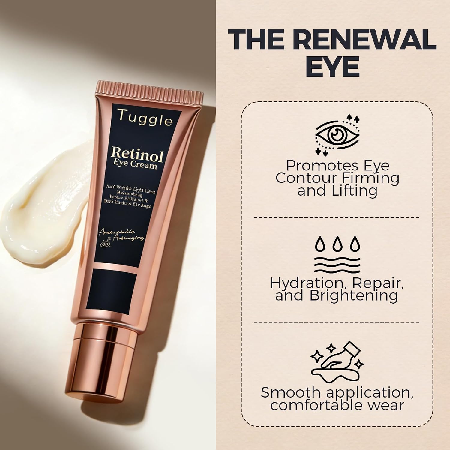 Retinol Under Eye Cream – Anti Aging Eye Cream For Puffiness And Bags Under Eyes & Wrinkles, Firming And Moisturizing, Gentle Formula For Men & Women To Reduce Dark Circles 0.7 Fl.Oz