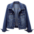 Women'S Basic Long Sleeve Button Down Distressed Denim Jackets Jean Jacket Coat