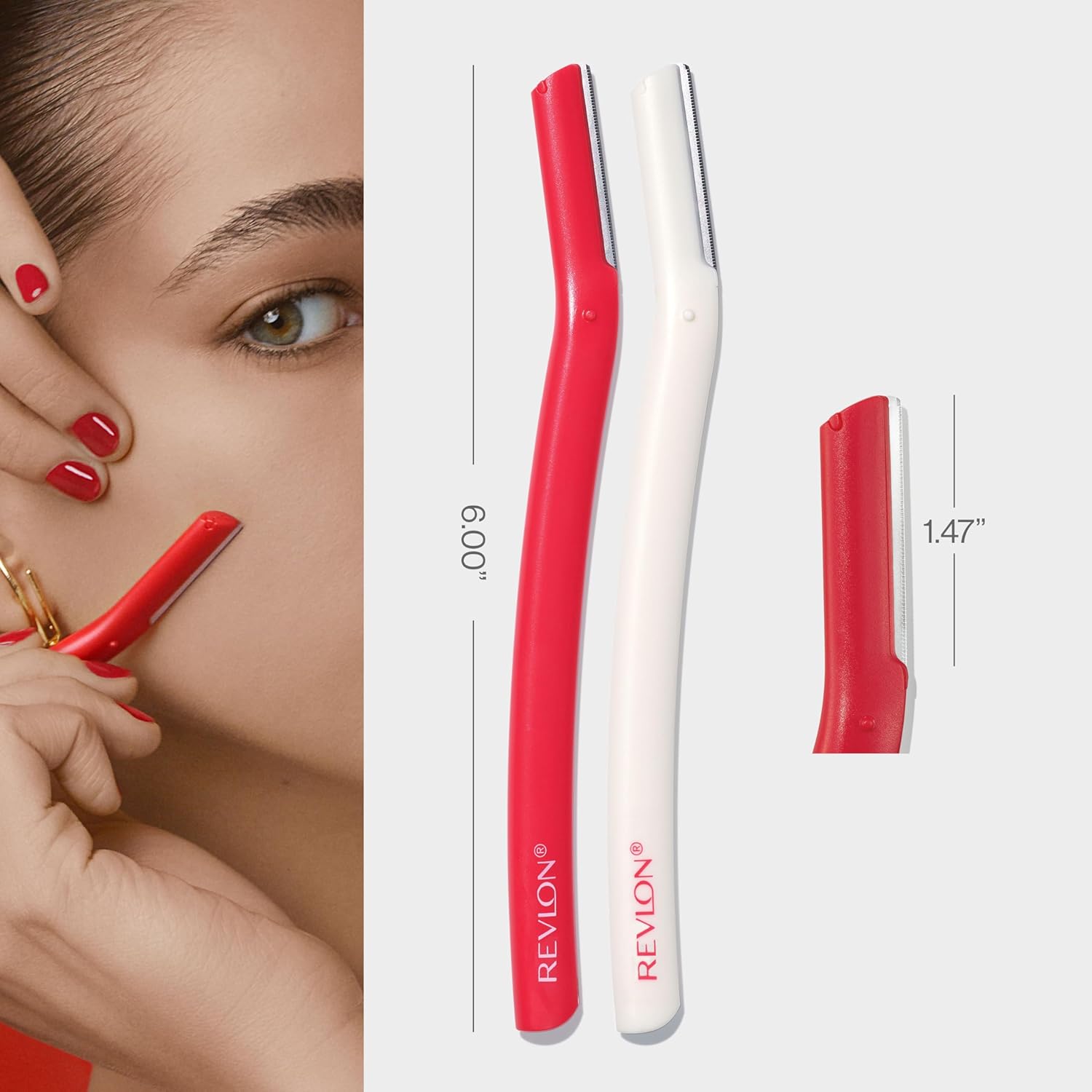 Revlon Face Defuzzers, High Precision Hair Removal and Dermaplaning Blade, Smooth Skin, Made with Stainless Steel, 2 Count