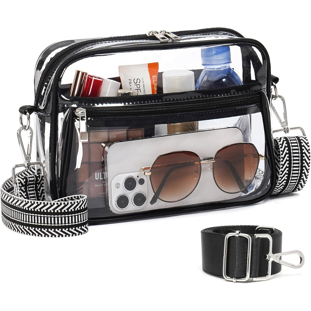 Clear Bag For Stadium Events With 2 Long Straps, See Through Purse For Women Crossbody Bag Concert Stadium Approved