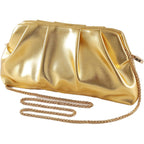 Evening Bag For Women Ruched Clutch Purse Detachable Metal Chain Crossbody Bag