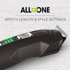 Remington All-in-One Grooming Kit, Lithium Powered, 8 Piece Set with Trimmer, Men's Shaver, Clippers, Beard and Stubble Combs, PG6025, Black