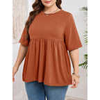 Cicy Bell Womens Summer Babydoll Tops Oversized Short Sleeve Crewneck T Shirts Casual Loose Plus Size Tunics