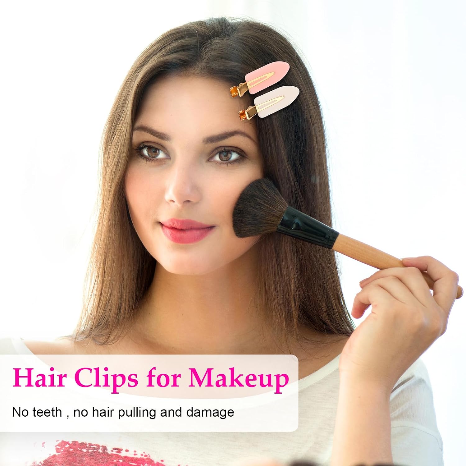 D 6 Pcs Creaseless Hair Clips No Bend No Crease Hair Clip Makeup Clips For Women And Girls Flat Hair Clips For Hairstyling Salon Golden Handle