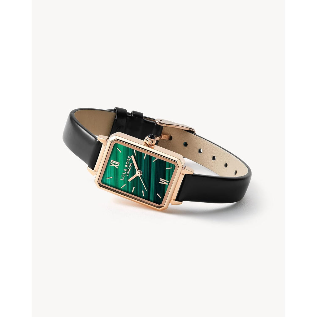 Lola Rose Dainty Women'S Wrist Watch: Green Malachite Dial, Wrapped By Stylish Gift Box, Elegant Present For Ladies And Loved Ones