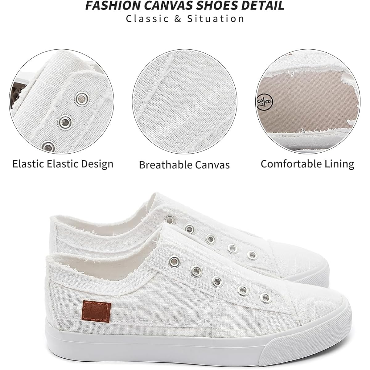 Women'S Slip On Shoes Non Slip Fashion Canvas Sneakers Low Top Casual Shoes