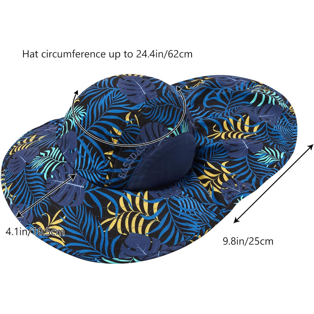 Bassdash Upf 50+ Unisex Water Resistant Wide Brim Sun Hat With Large Neck Flap Ponytail Fishing Hat For Men Women