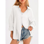 Saodimallsu Womens Oversized Button Down Shirts Long Sleeve Irregular Hem Blouse Tops