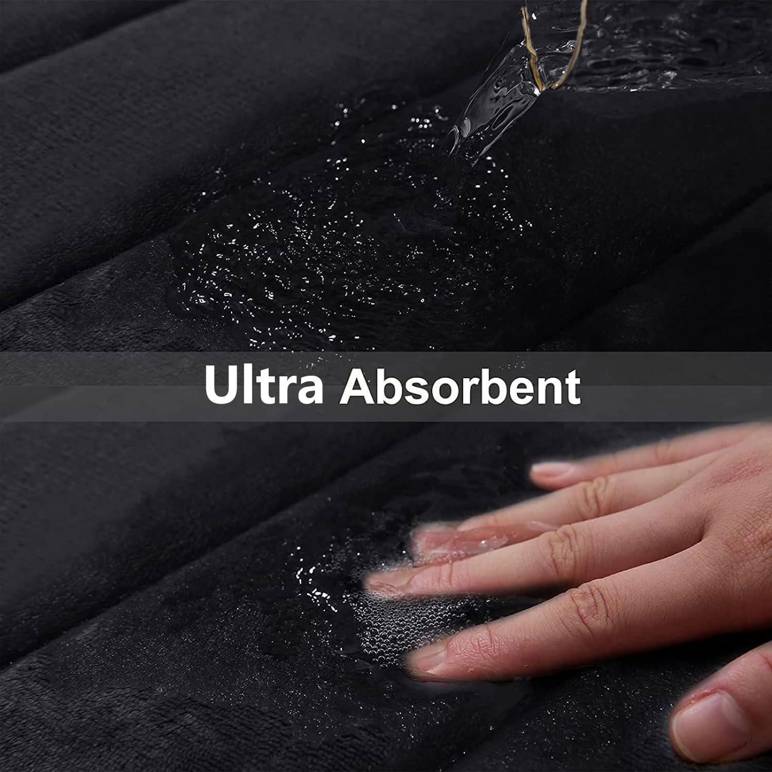Buganda Memory Foam Bath Mat, 30" x 20", Ultra Soft and Non-Slip Bathroom Rugs, Water Absorbent and Machine Washable Bath Rug for Bathroom, Shower, and Tub, Black