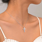 925 Sterling Silver Cross Necklaces for Women 18K Gold Plated Cubic Zirconia Cross Pendant Necklace Easter Baptism Religious Jewelry Minimalist Gift